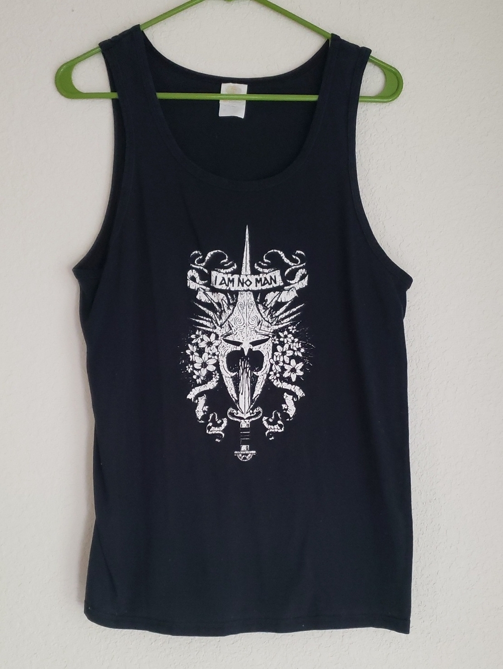 Lord Of The Rings - Black Graphic Tank Top with White Sword & Floral Design